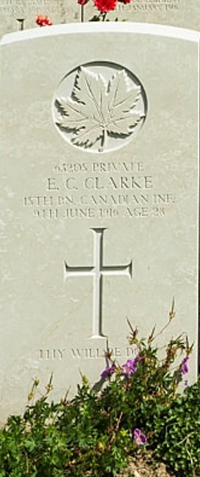 Grave of Ernest Charles Clarke, Longuenesse St Omer Cemetery
